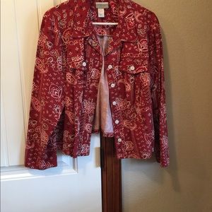 Women’s, 1X Plus Size, red bandanna print jacket